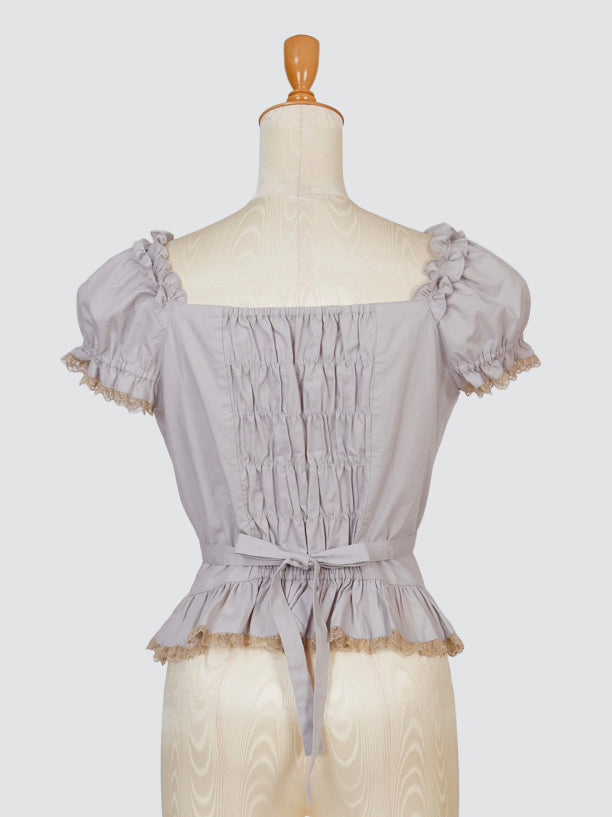 vintageレースプリントスリーブフリルビスチェ【受注期間:7/23 12:00