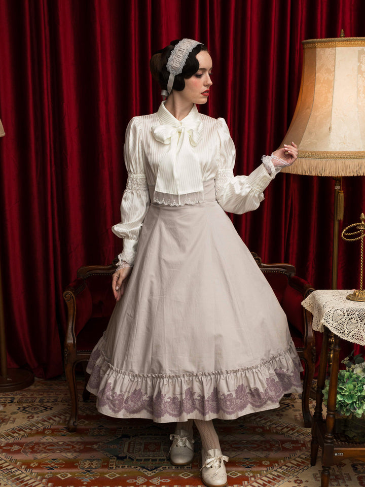 vintageレースプリントバッスルスカート【受注期間:7/23 12:00 - 7/29